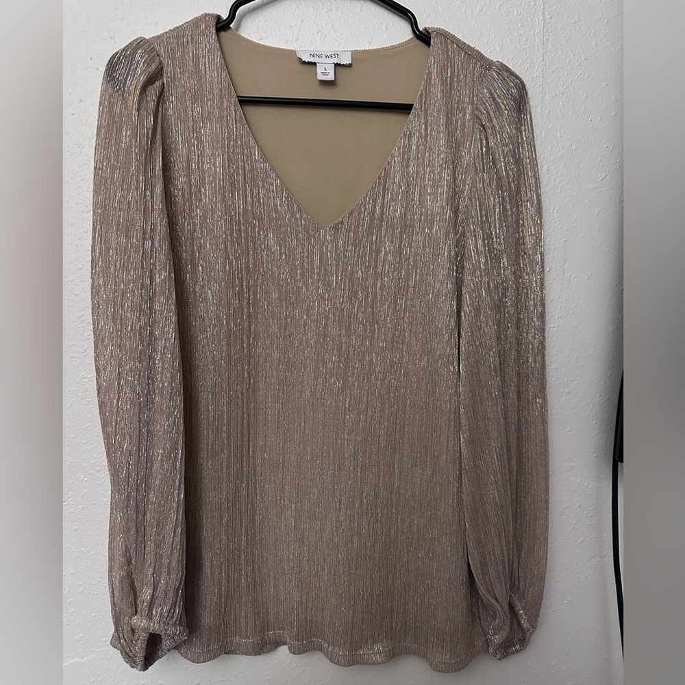 Nine West Shimmering Gold Blouse
